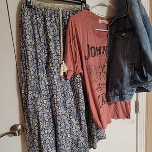 American Eagle Boho Floral Midi Skirt